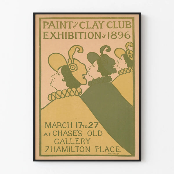 Vintage wall decoration poster of the Paint and Clay Club exhibition 1896