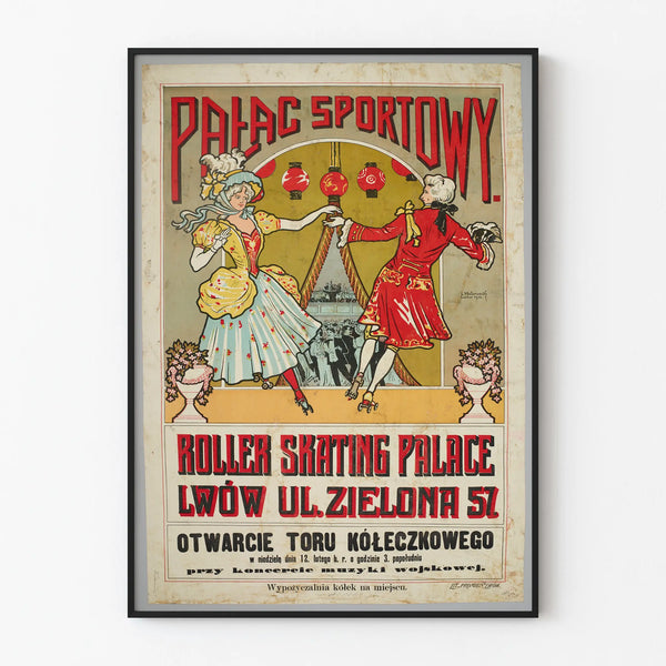 Vintage poster of the Roller Skating Palace in Lwów - Retro wall decoration