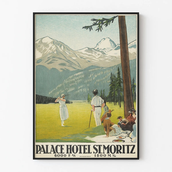 Vintage poster of Palace Hotel St. Moritz - Mountain and relaxation wall decoration