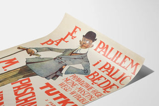 Vintage poster of an elegant man with a cane and monocle