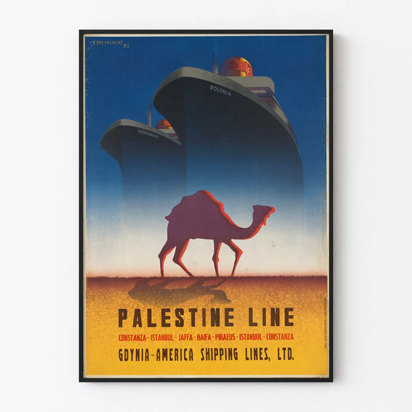 Vintage Palestine Line Poster - Retro Maritime Wall Decoration