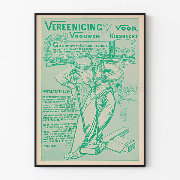 Vintage feminist poster on women's voting rights