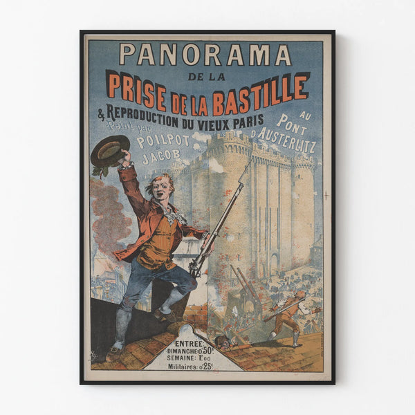 Vintage Poster of the Storming of the Bastille and Old Paris