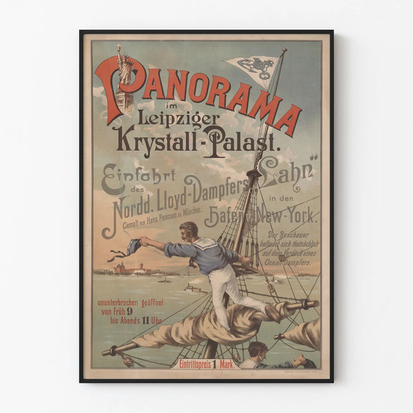 Vintage Poster Panorama Leipzig Krystall-Palast Steamship