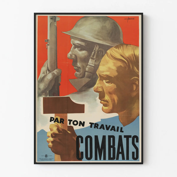 Vintage poster Par Ton Travail Combats - Engaged wall decor