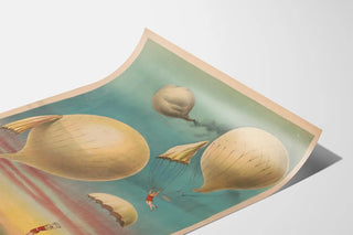 Vintage parachuting poster from hot air balloon