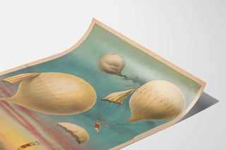 Vintage poster of parachuting and hot air balloons