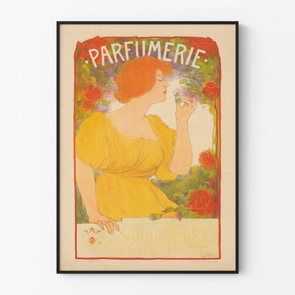Vintage Poster for Women's Perfume with Colorful Fragrance