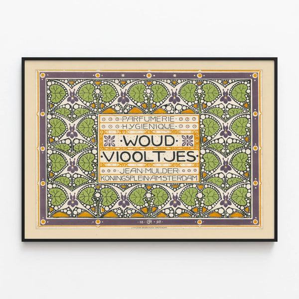 Decorative poster of Hygienic Perfume Woud Viooltjes Amsterdam — framed artwork on a wall