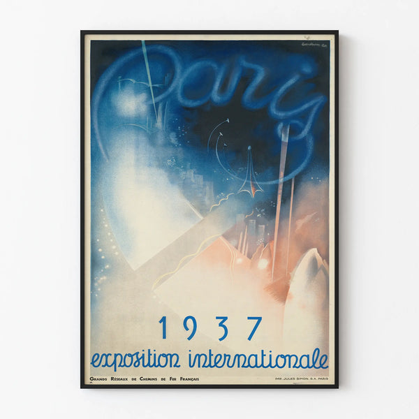 International Exhibition Paris 1937 vintage wall decoration poster