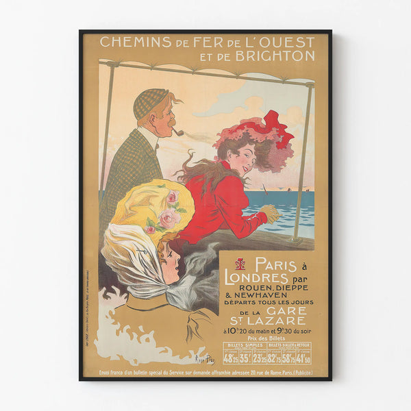 Vintage Poster of Paris to London Railways - Travel Wall Decoration