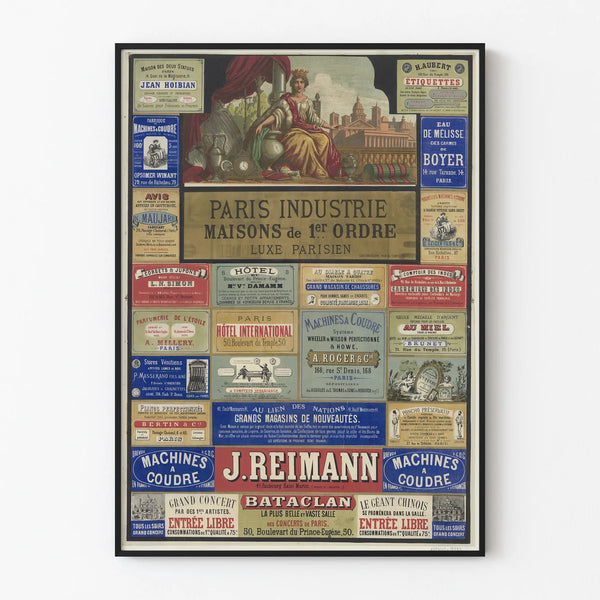 Vintage Paris Poster of Industry and First-Order Luxury Parisian Houses