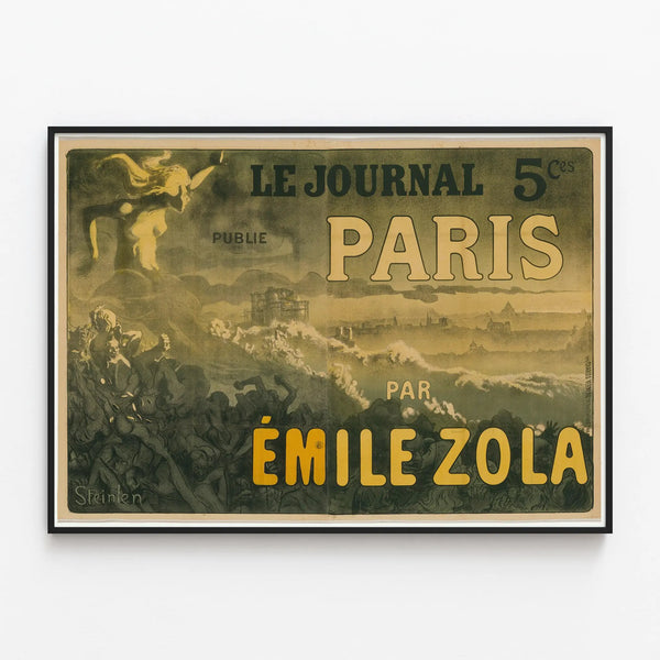 Vintage Paris poster by Émile Zola - Artistic wall decoration — framed artwork on a wall