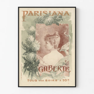 Vintage Parisiana Gilberte Poster Evening at 10 p.m.