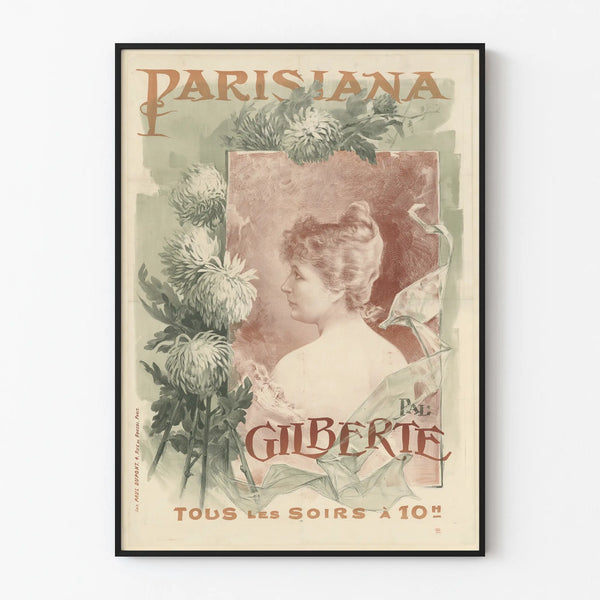 Vintage Parisiana Gilberte Poster Evening at 10 p.m.