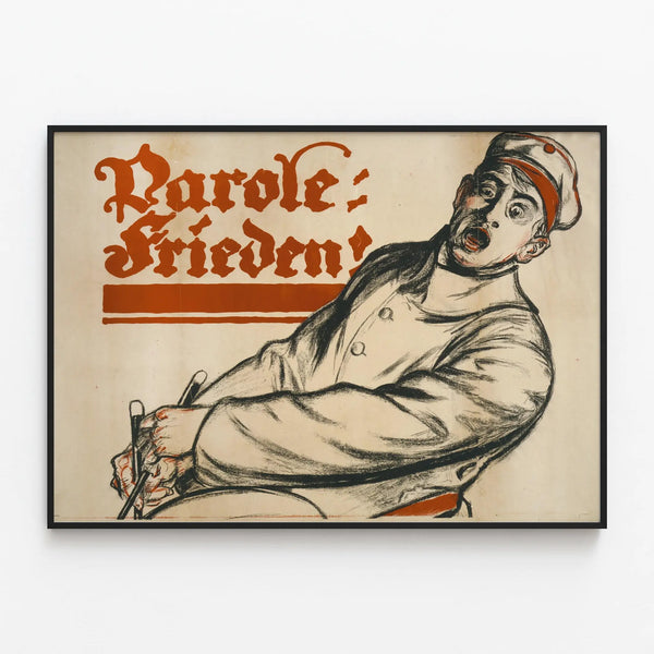 Vintage Poster Words: Peace, Expressionist Wall Decoration — framed artwork on a wall