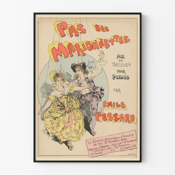 Vintage Poster of Puppet Show Ballet Scene for Piano