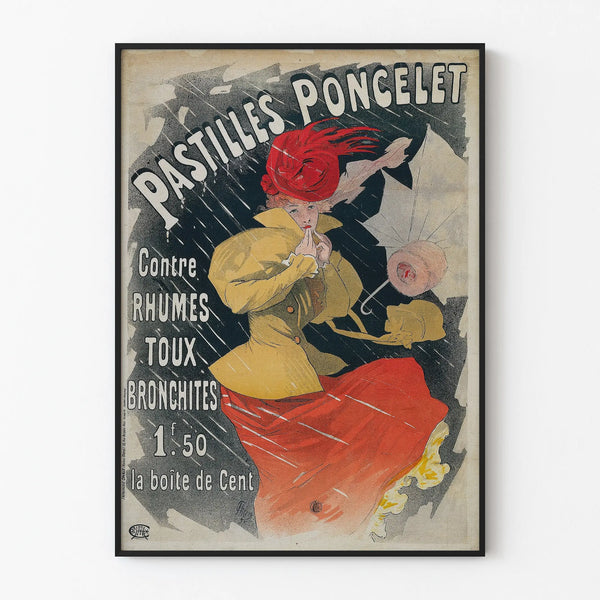Vintage advertising poster for Poncelet Pastilles for wall decoration