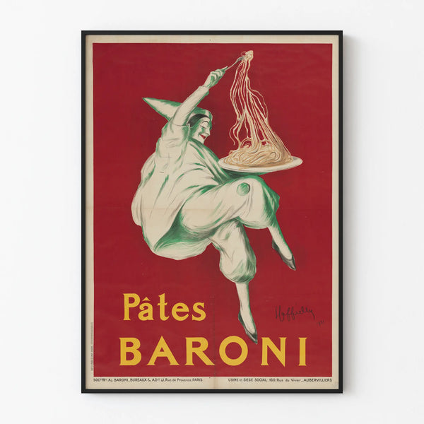 Vintage poster of Baroni Pasta 1921 for wall decoration in the kitchen