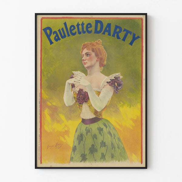Vintage poster of Paulette Darty in period costume