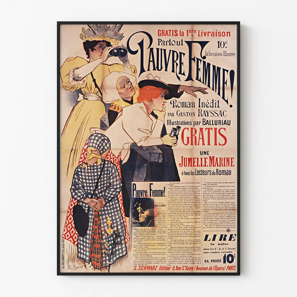 Vintage Poster Poor Woman - Unpublished Novel by Gaston Rayssac