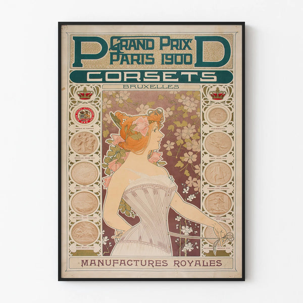 Vintage Poster of the Paris Grand Prix 1900, Brussels Corsets