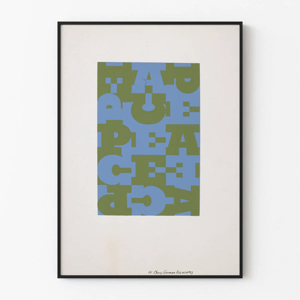 Peace Poster in Blue and Green - Graphic Wall Decoration