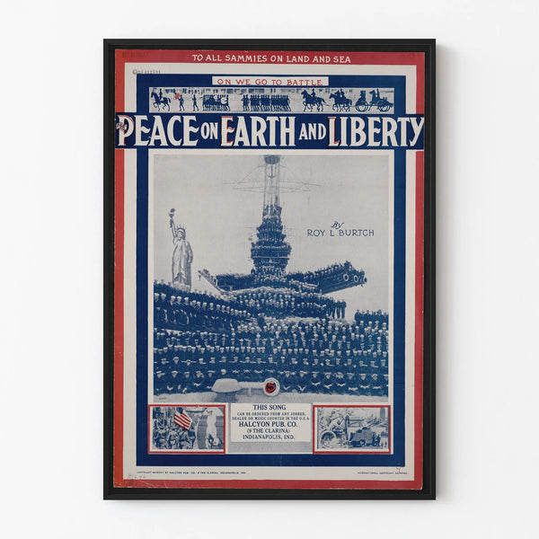 Vintage Poster Peace on Earth and Liberty - Patriotic Wall Decoration
