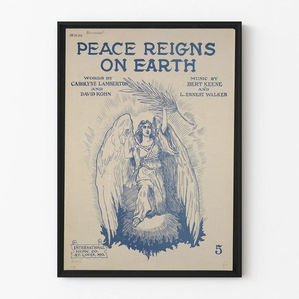 Decorative poster Peace Reigns On Earth with angel and palm branch