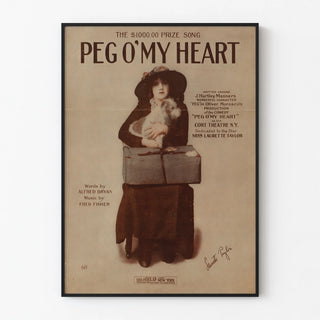 Vintage poster 'Peg O'My Heart' with portrait and antique writing
