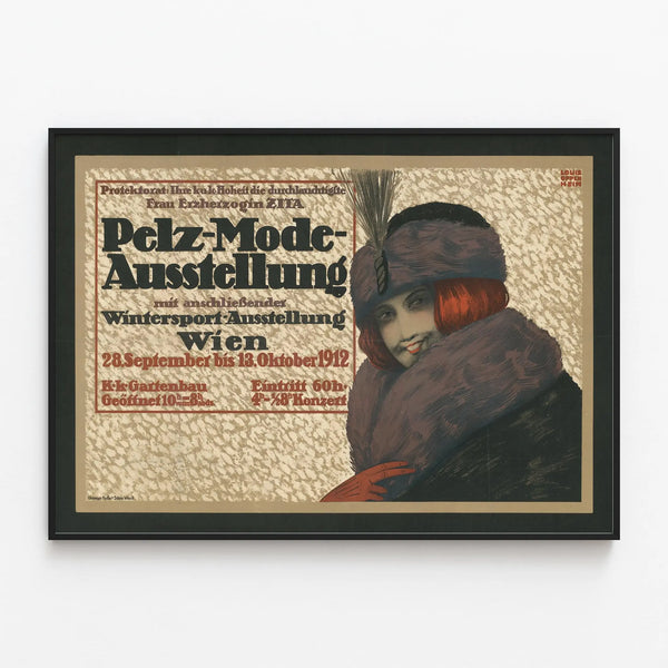 Vintage poster Pelz-Mode exhibition 1912 wall decoration — framed artwork on a wall