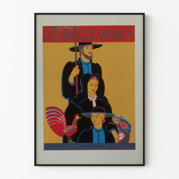 Vintage Pennsylvania Style Amish Poster for Wall Decoration