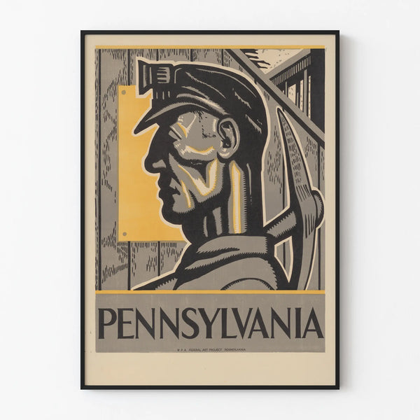 Vintage decorative poster of Pennsylvania Miner with pickaxe