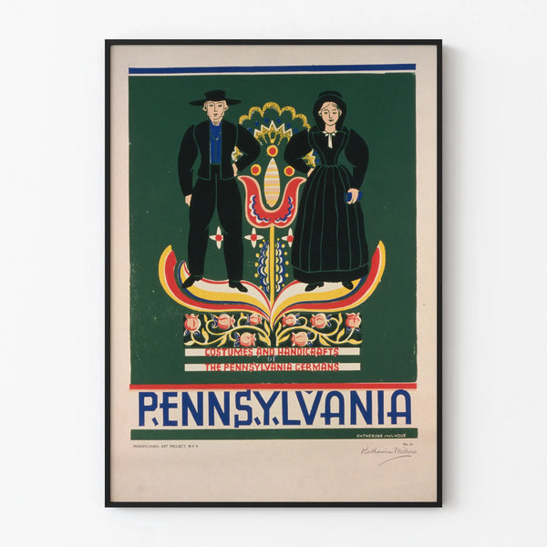 Decorative Poster of Costumes and Crafts of the Germans of Pennsylvania