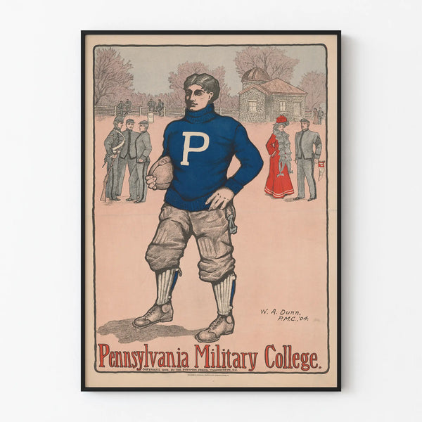Vintage Pennsylvania Military College Football Poster 1902