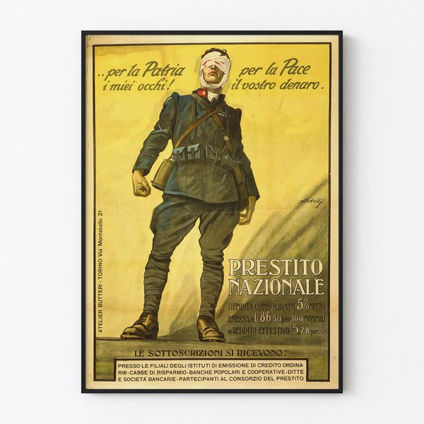 Vintage Italian Soldier Poster for Patriotic Wall Decoration