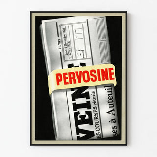 Vintage advertising poster for Pervosine, folded newspaper
