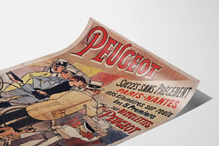 Vintage poster Peugeot Paris-Nantes cycling success