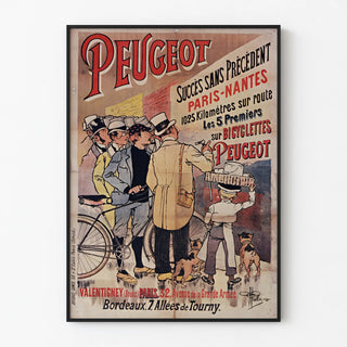 Vintage poster Peugeot Paris-Nantes cycling success