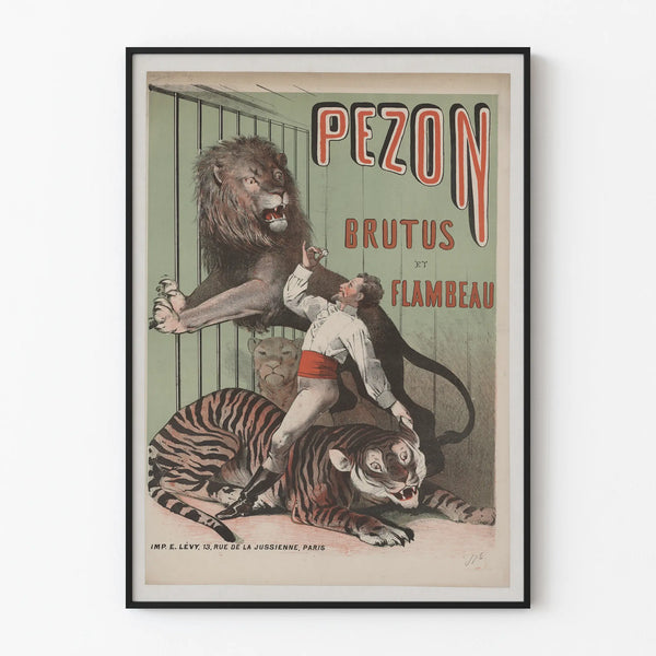 Vintage poster Pezon Brutus and Flambeau - Animal-themed wall decoration