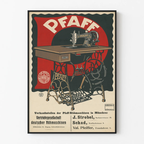 Vintage poster of Pfaff sewing machine wall decoration