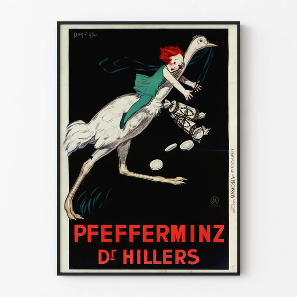 Vintage Pfefferminz Dr Hillers advertising poster