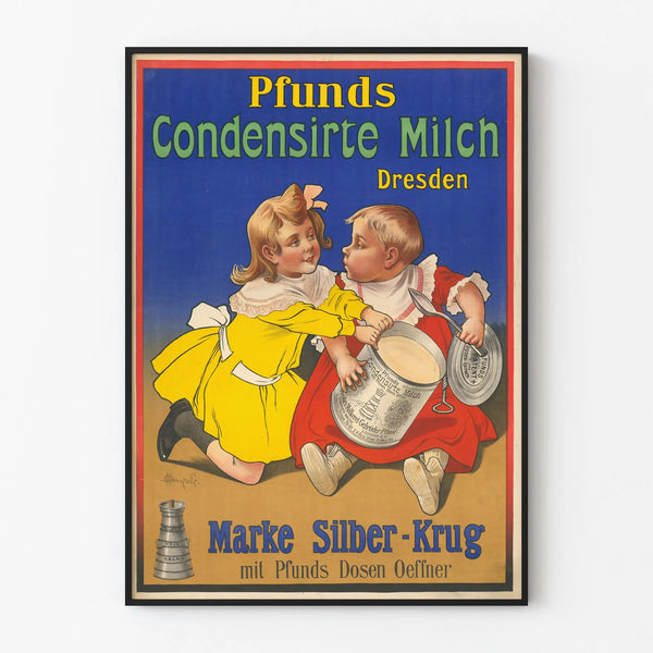 Vintage poster of Pfunds condensed milk with children