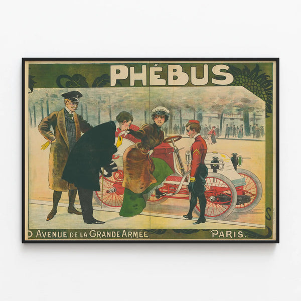 Vintage Poster Phébus Avenue de la Grande Armée Paris — framed artwork on a wall