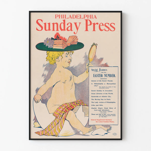 Vintage Philadelphia Sunday Press Easter Special Poster
