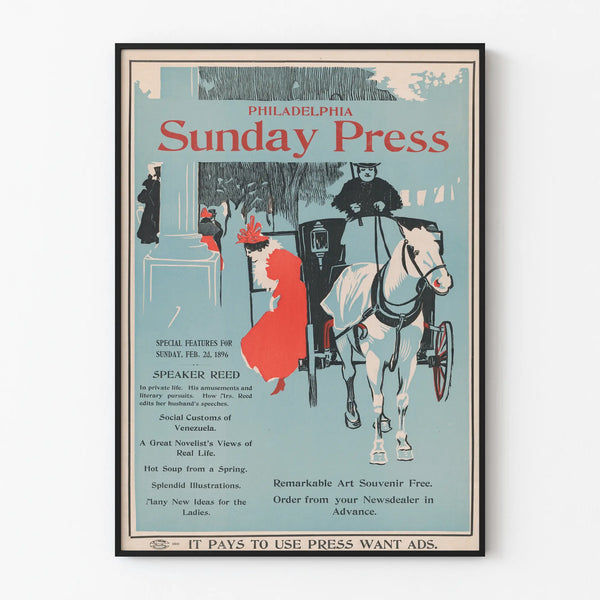 Vintage poster Philadelphia Sunday Press 1896 - Retro wall decoration