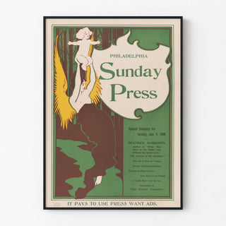 Vintage Poster Philadelphia Sunday Press 1896