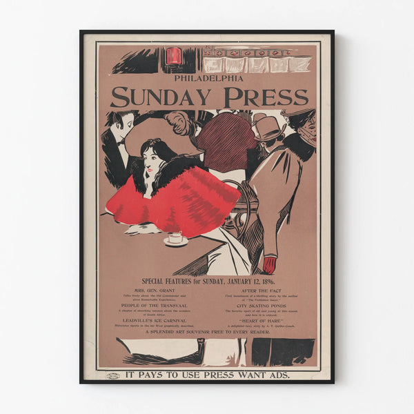 Vintage Poster Philadelphia Sunday Press 1896
