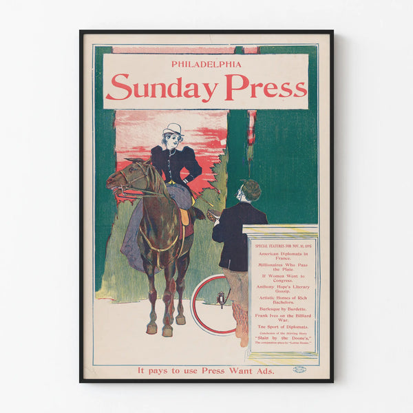 Vintage poster of the Philadelphia Sunday Press, November 10, 1895 edition