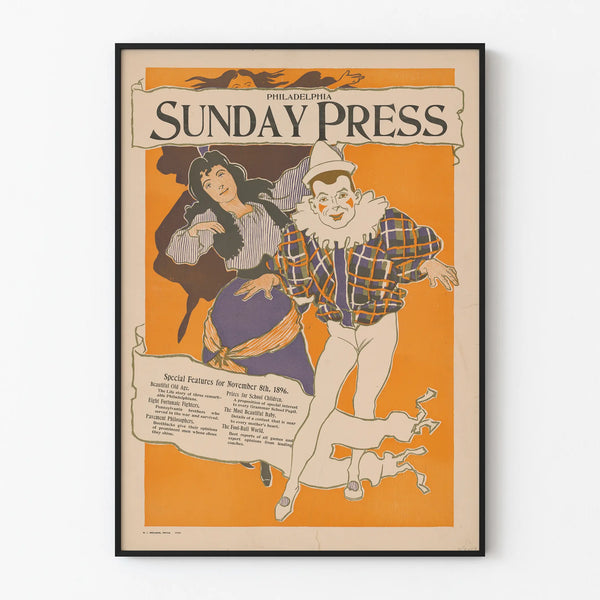 Vintage Philadelphia Sunday Press Poster 1896 - Retro Wall Decoration